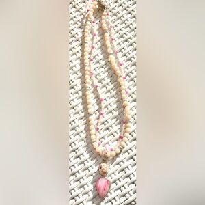 Pink and Cream Beaded Necklace
